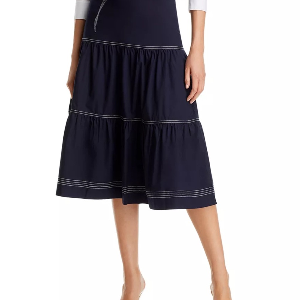 Veronica Beard Dark Blue Midi Skirt